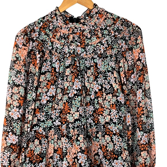 Topshop Floral Long Sleeve Mini Dress - Picture 3 of 11